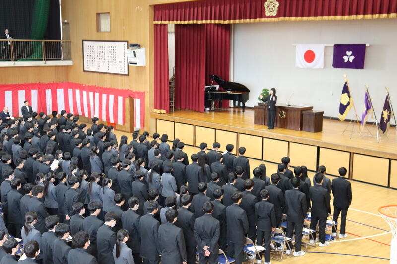 全校生徒で現富岡高校の校歌を合唱しました！